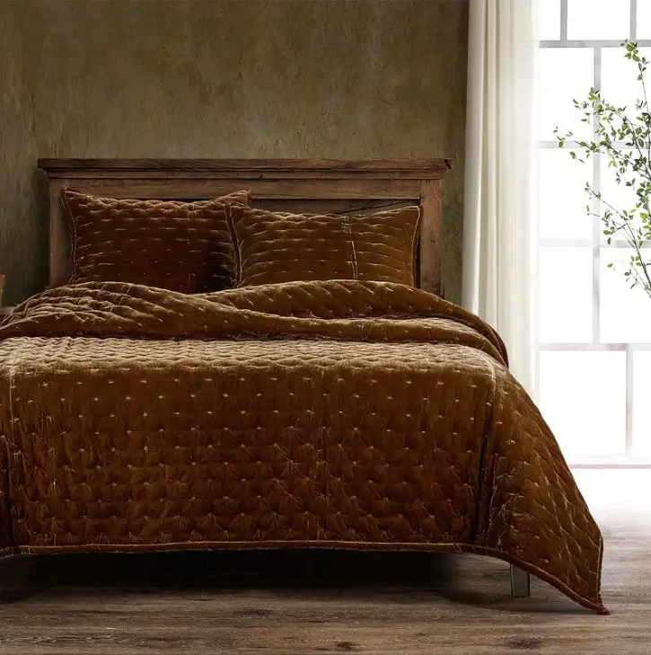 Stella Faux Silk Velvet, Burnt orange Brown