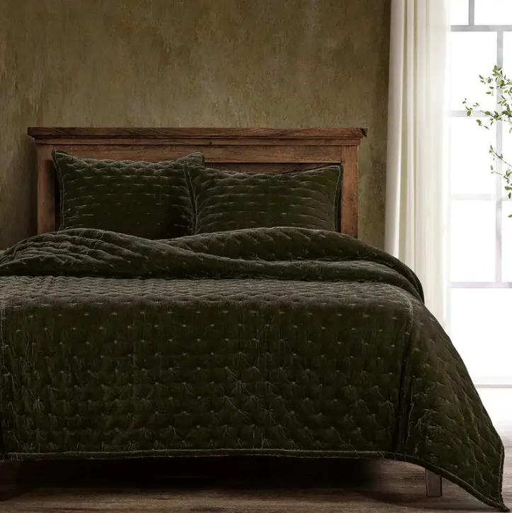 Stella Faux Silk Velvet, Fern Mint