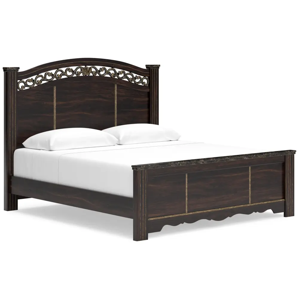 Diamond Up-to-date Furniture Exclusive Design Glosmount King Poster Bed B1055-68/B1055-66/B1055-97