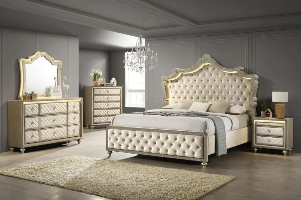 Cardi Gold Bedroom Set – Features Mattress