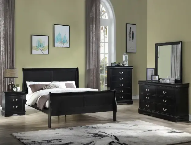Louis Philip Bedroom Place Black No-Squeak Design