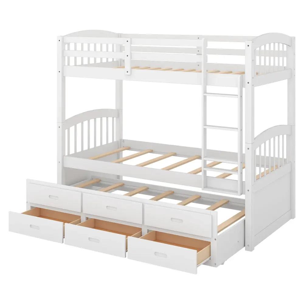 Bunk Bed Trundle And Drawers, Arched Headboard And Footboard
