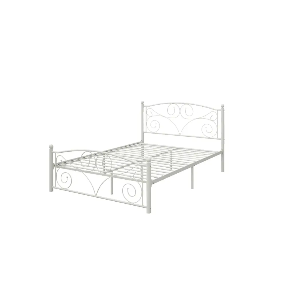 Full Metal Frame Bed - Snow Modern Farmhouse