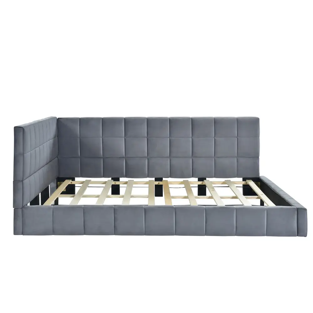 Full Size Upholstered Classic Mid Century Modern Daybed / Sofa Bed Frame, Polished Design - Gray Master Bedroom