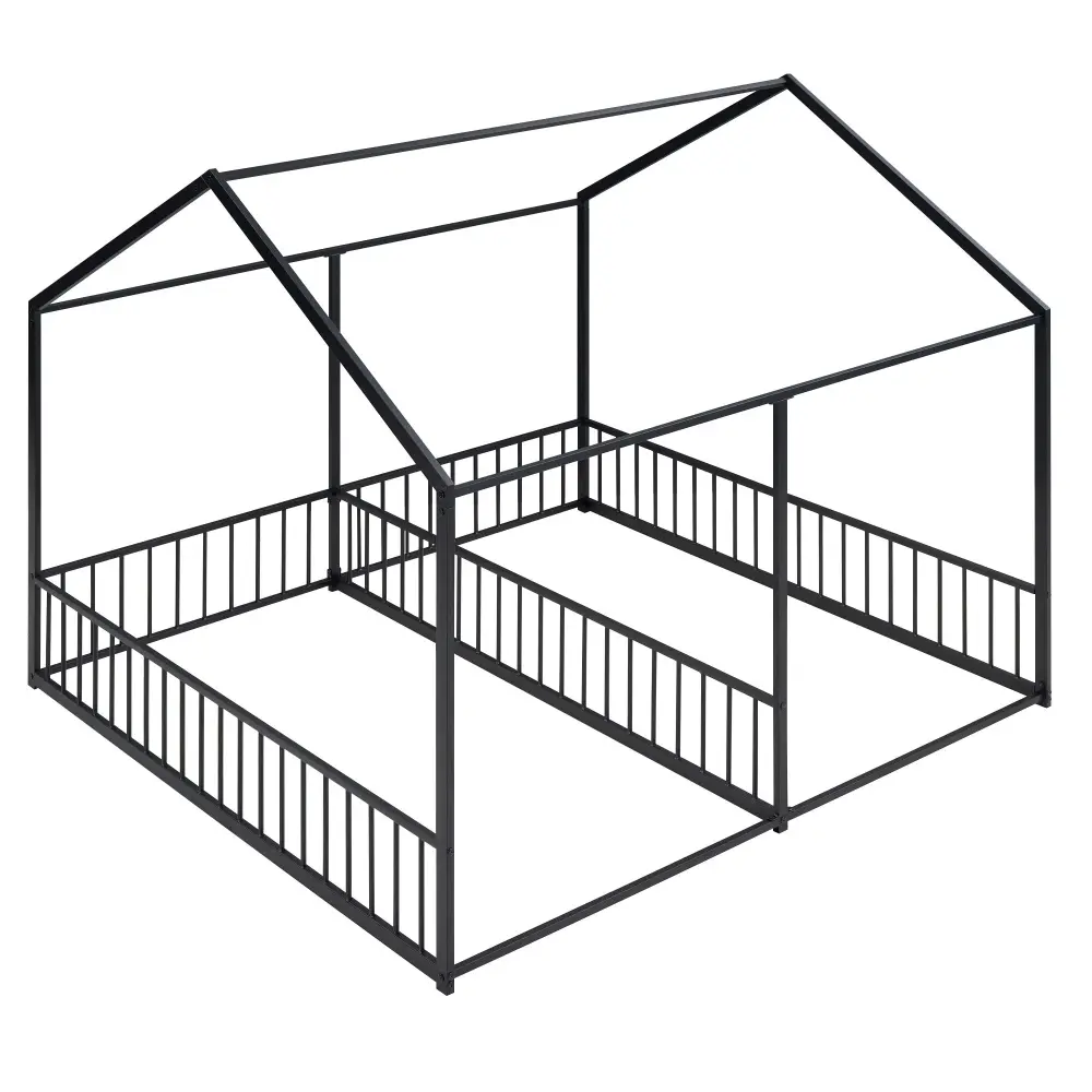 House Platform Beds, 2 Shared Beds, All-metal Frame Guardrails