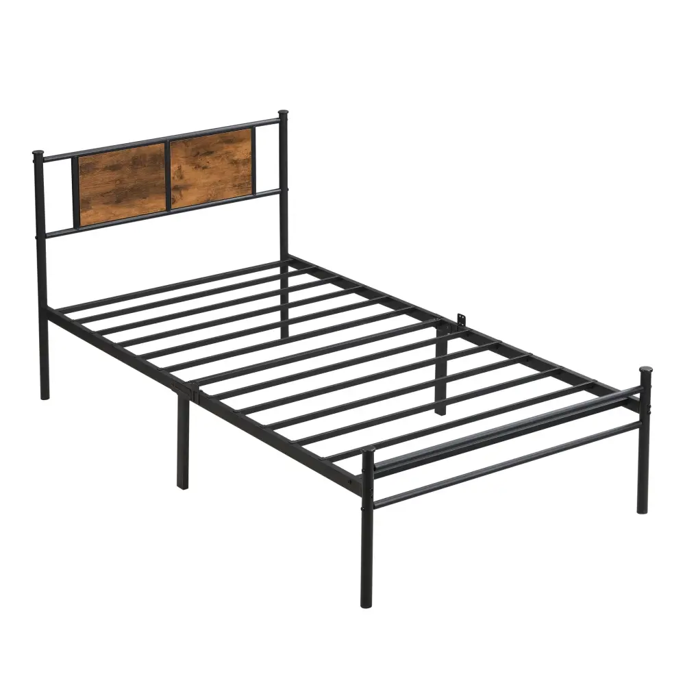 Modern Metallic Bedframe Headboard, Durable Steel Structure Fabric Headboard