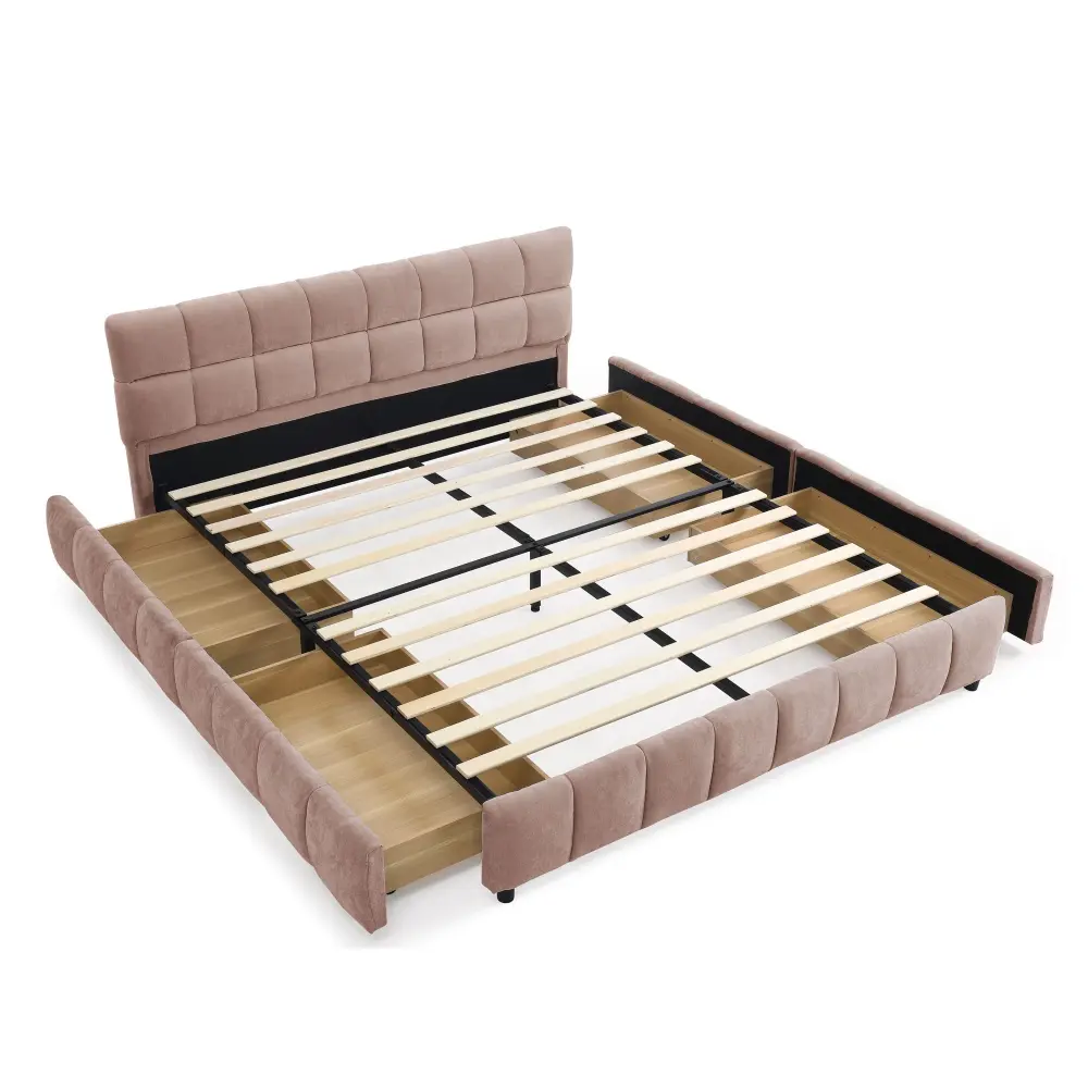 Modern Platform Bed Frame Thick Fabric