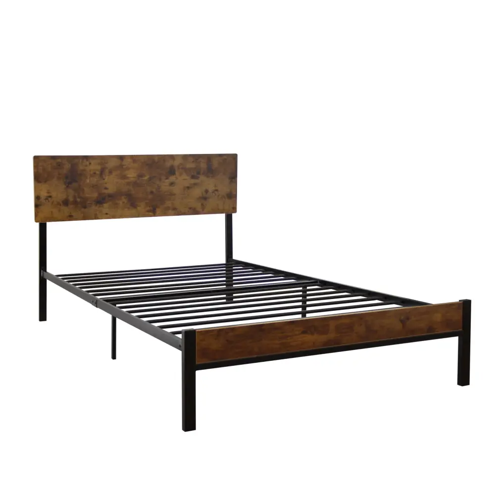 Modern Twin Size All-metal Bed Frame Sturdy System Metal & Wood - Black