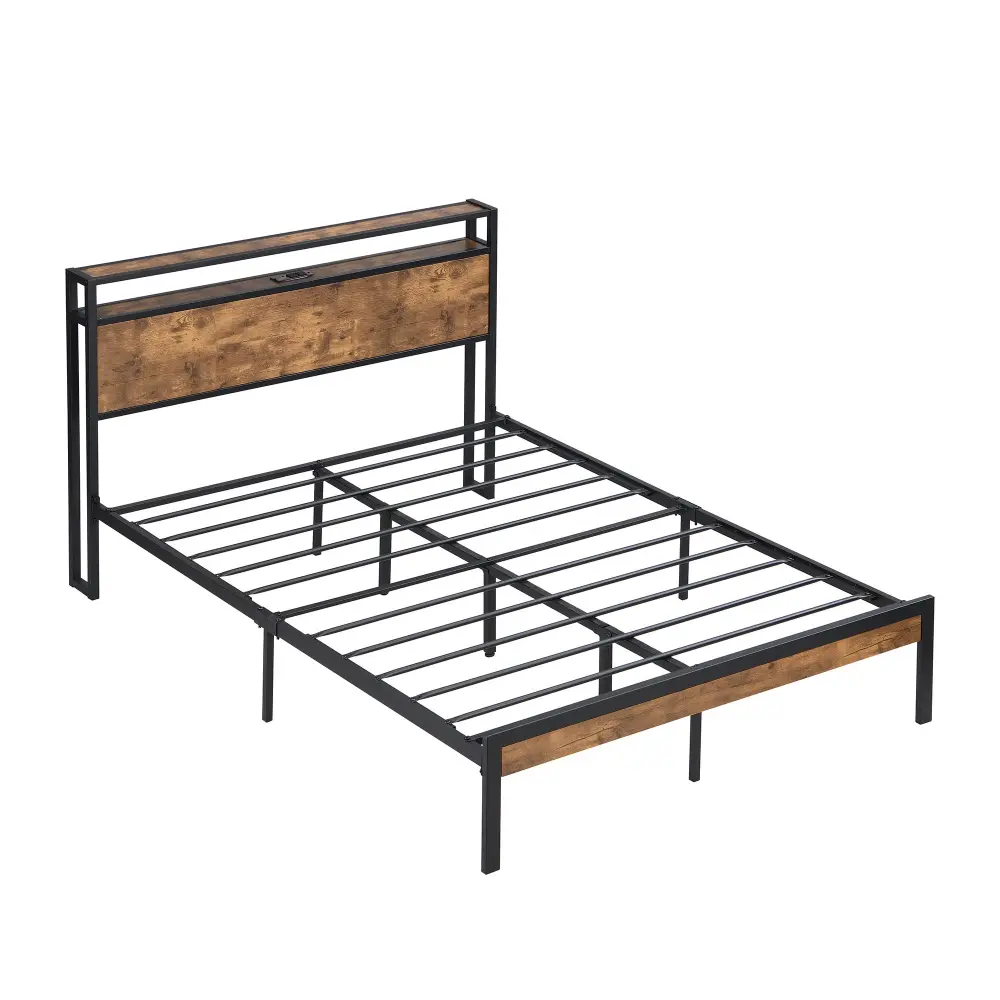 Platform Bed Frame Timber Headboard And Footboard, USB Liner
