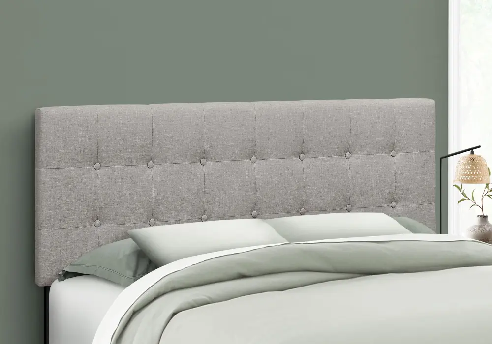 Queen Size, Bed Headboard Only, Upholstered, Durable Construction - Ash