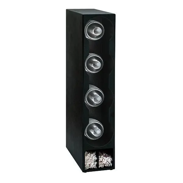 Dispense Bright Rite Four section countertop vertical dome lid & straw preparer - Midnight Black Polystyrene, TLO-DL-4...