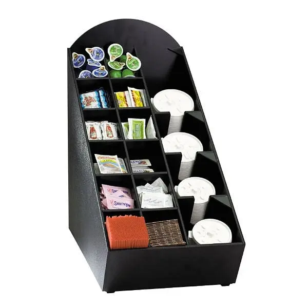 Dispense Master-Grade Rite Countertop lid, straw, condiment and napkin preparer - Matte Black Polystyrene, Product Dimensi...