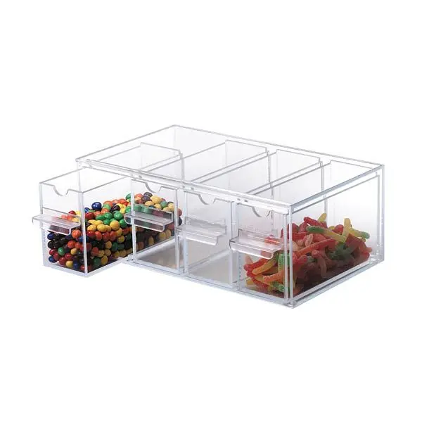 Dispense Maximum-Strength Rite Four section topping dispenser - Transparent Acrylic, TD-4 Dispense Rite