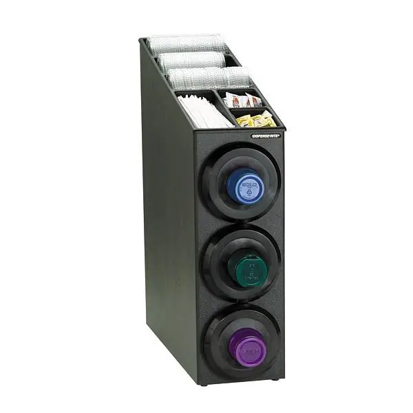 Dispense Original Rite Countertop Cup Dispensing Cabinet (3) SLR-2F and built- lid and straw preparer - Black Polystyrene,...