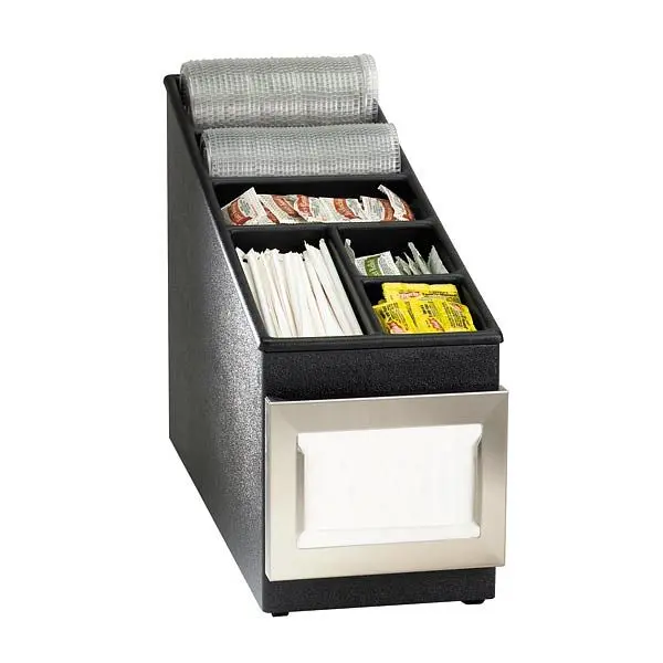 Dispense Proven Rite Countertop napkin, straw, lid & condiment preparer - Black Polystyrene, NSLC-1BT Dispense Rite