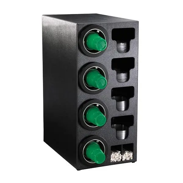 Dispense Rite Countertop Cup Dispensing Cabinet (4) ADJ-2F and built- lid and straw preparer - Onyx Polystyrene, CTC-C-4BT