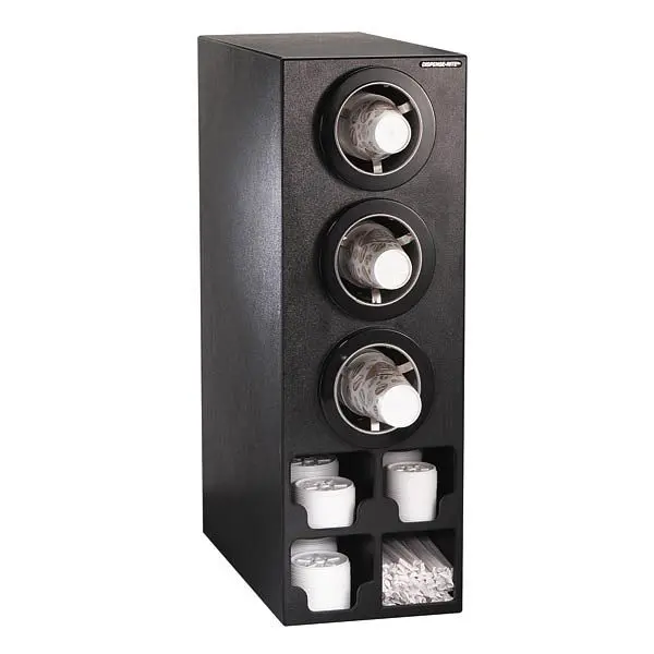 Dispense Rite Countertop Cup Dispensing Cabinet (3) ADJ-2F and built- lid and straw preparer, Cabinet Dimensions: 32 1⁄4...
