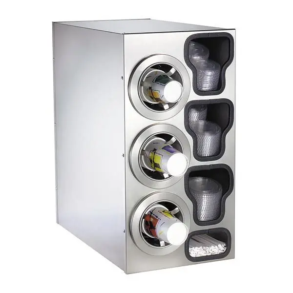Dispense Rite Countertop Cup Dispensing Cabinet (3) ADJ-2F and built- lid and straw preparer, Location Dispenser: Left, CT...
