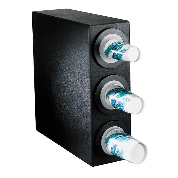 Dispense Rite Countertop Cup Dispensing Cabinet (3) BFL-2F - Midnight Black Polystyrene, BFL-S-3BT