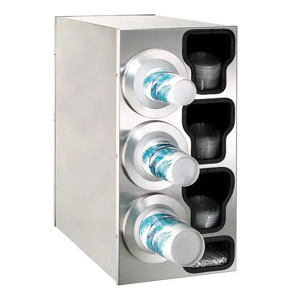 Dispense Rite Countertop Cup Dispensing Cabinet (3) BFL-2F and built- lid and straw preparer, Location dispenser: Left, BF...
