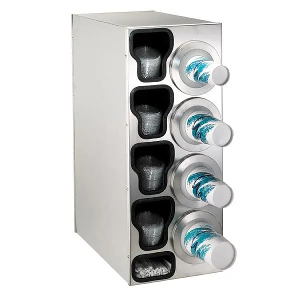 Dispense Rite Countertop Cup Dispensing Cabinet (4) BFL-2F and built- lid and straw preparer, Location Dispenser: Right, B...