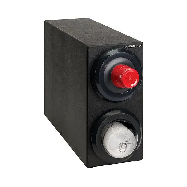 Dispense Rite Countertop Lid Dispensing Cabinet (1) SLR-2F & (1) SLR-LID-2 - Midnight Black Polystyrene, LID2-S2-2BT