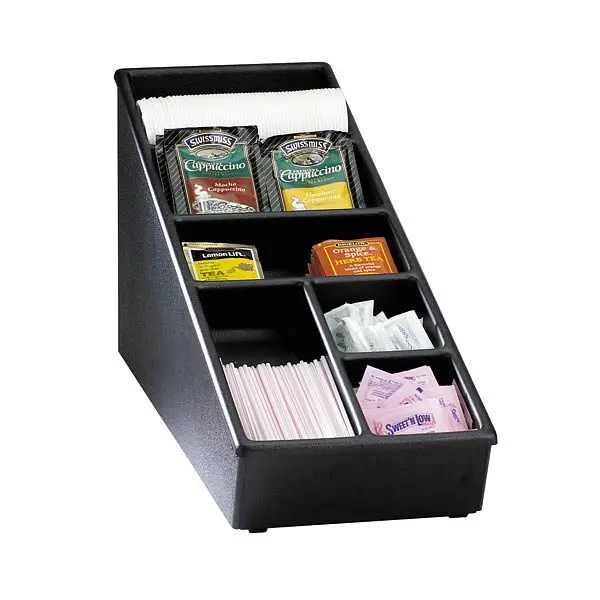 Dispense Rite Countertop lid, straw & condiment preparer - Narrow - Black Polystyrene, NLS-1BT