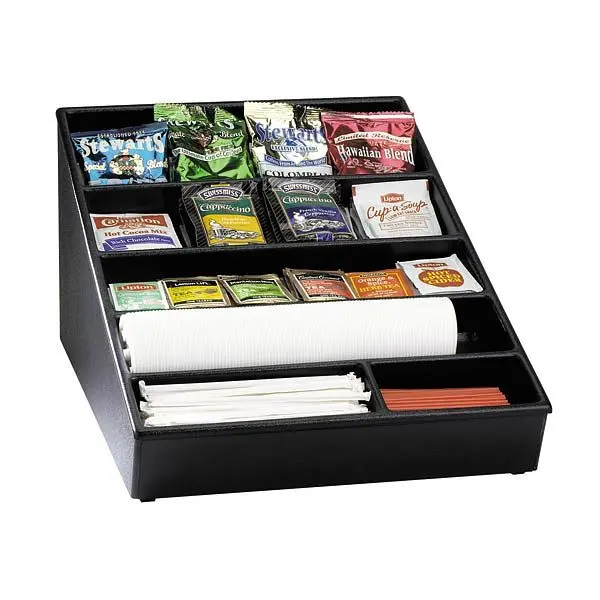 Dispense Rite Countertop lid, straw & condiment preparer - Wide - Jet Black Polystyrene, WLS-1BT