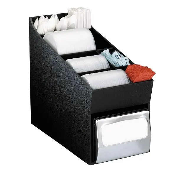 Dispense Rite Countertop lid, straw, condiment and napkin preparer - Jet Black Polystyrene, Product Dimensions:14-1/2&quot...