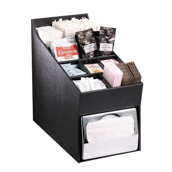 Dispense Rite Countertop straw, condiment and napkin preparer - Black Polystyrene, NLO-ADNH