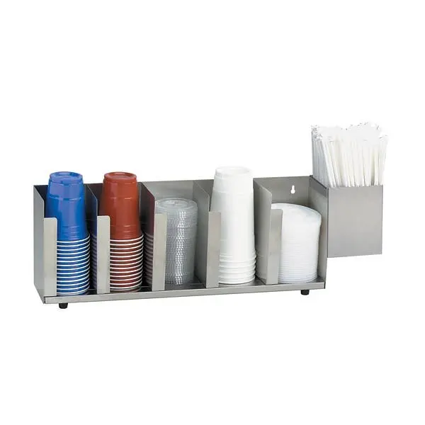 Dispense Rite Five section stainless steel cup and lid preparer SH-1 straw attachment, CTLD-22A