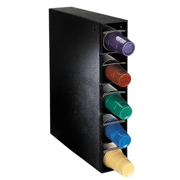 Dispense Rite Five section vertical polystyrene cup dispensing cabinet - Carbon Black Polystyrene, PL-CT-5BT