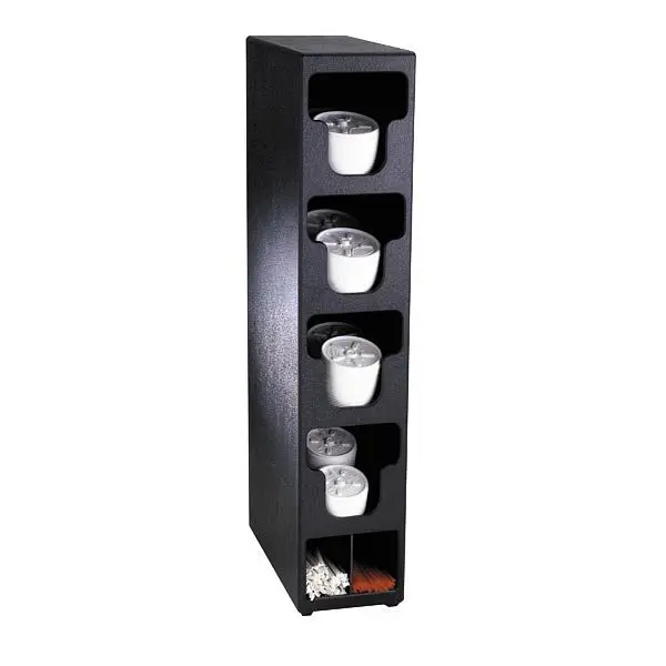 Dispense Rite Four section countertop vertical lid & straw preparer - Carbon Black Polystyrene, TLO-4BT