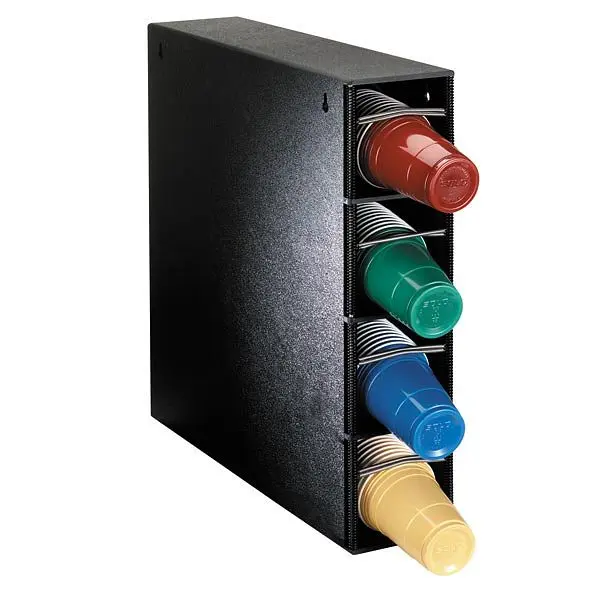 Dispense Rite Four section vertical polystyrene cup dispensing cabinet - Black Polystyrene, PL-CT-4BT
