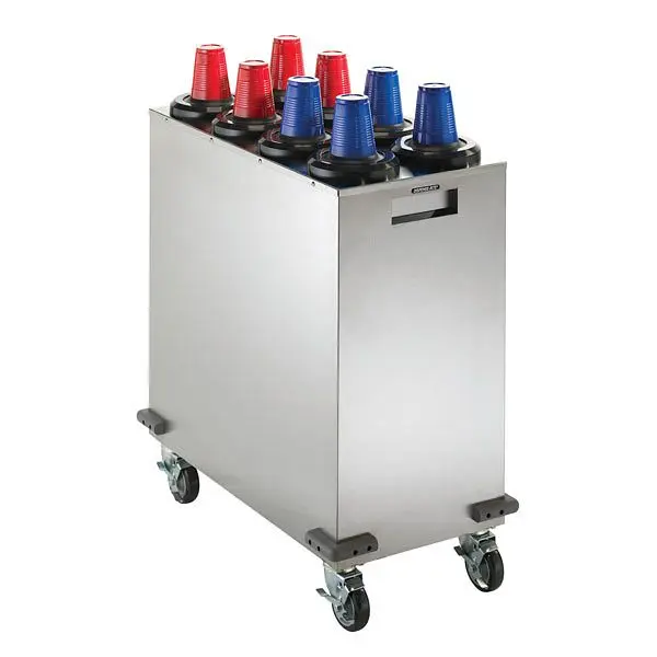 Dispense Rite Mobile Cup Dispensing Cart (8) SLR-2L - Stainless Steel, MCDC-SLR4X2