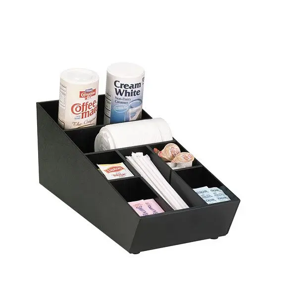 Dispense Smooth-Operating Rite Countertop Stackable Lid, Straw and Condiment Arranger - Matte Black Polystyrene, NLO-STK-1...