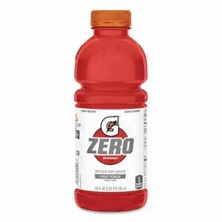 Gatorade Lightweight G Zero Sugar Ready-to-Drink Thirst Quencher, 20 oz, Bottle, Fruit Punch, 24/Crate, 04426