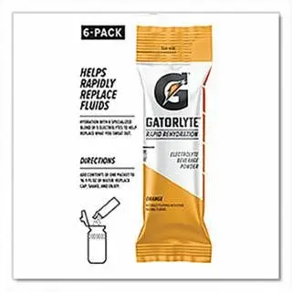 Gatorade Luminous Gatorlyte Rapid Rehydration Powder Stick, Orange, 16.9 oz, 6 sticks/PK, 8 Pack/Case, 05282