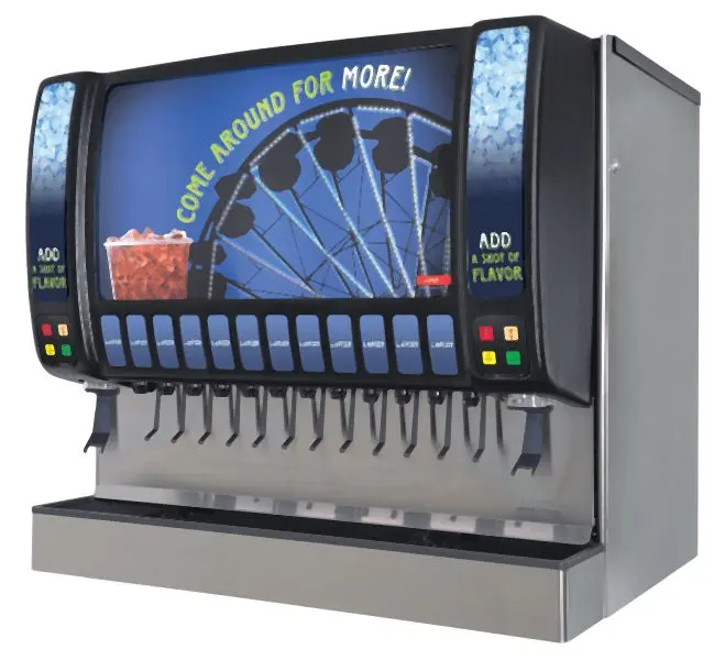 Lancer Ice Beverage Dispenser Sensation 44 Water-Based Stainless Carbon Steel Flavorshots, 85-4962B-08-211
