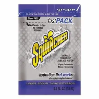 Sqwincher Chemical-Resistant Fast Pack Drink Mix, Grape, 0.6 Fl Oz, Pack, Yields 6 Oz, Quantity: 200 pieces, 159015302