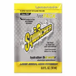 Sqwincher Dependable Fast Kit Drink Mix, Lemonade, 0.6 Fl Oz, Pack, Yields 6 Oz, Quantity: 200 pieces, 159015303