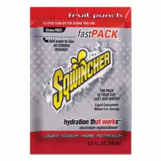 Sqwincher Fast Pack Drink Mix, Fruit Punch, 0.6 Fl Oz, Pack, Yields 6 Oz, Quantity: 200 pieces, 159015305