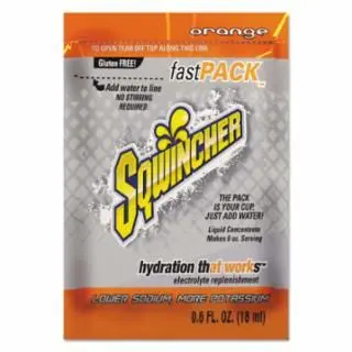 Sqwincher Fast Set Drink Mix, Bright Orange, 0.6 Fl Oz, Pack, Yields 6 Oz, Quantity: 200 pieces, 159015304