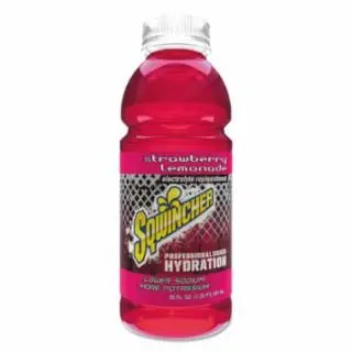 Sqwincher Ready-To-Drink, 20 Oz, Wide-Mouth Bottle, Strawberry Lemonade, Quantity: 24 Bottles, 159030536