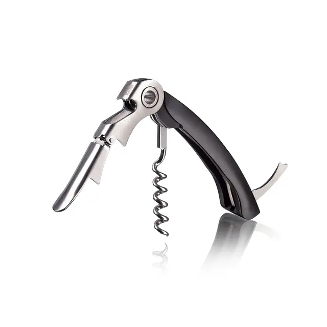 Vacu Vin Corkscrew Waiter's Dual Hinge Bottle Opener & Foil Cutter, Matte Black, 68514606