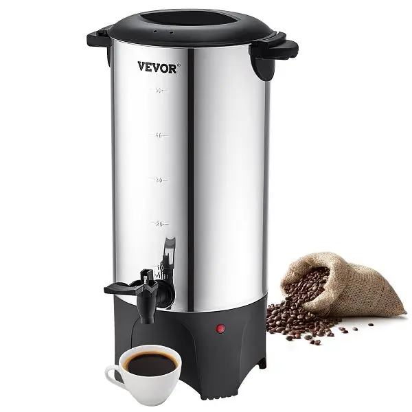 VEVOR Commercial Coffee Urn 50 Cup Water-Based Stainless Alloy Steel Coffee Dispenser Fast Brew, BSYKFTDCJ50PPR98WV1