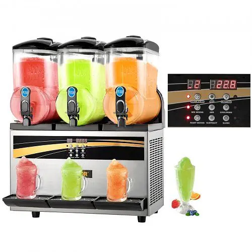 VEVOR Easy Commercial Slush Machine Margarita Slush Maker 3x15L Frozen Drink Machine, SY45L800W110VUMLYV1