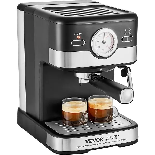VEVOR Espresso Machine, 15 Bar Semi-Automatic Espresso Maker Milk Frother Sgroup Wand Latte & Dome Cappuccino, BZDYSKF...