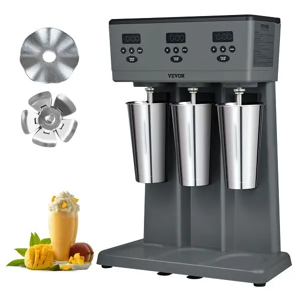 VEVOR Milkshake Maker LED Smart Microswitch, 375W x 3 Electric Milkshake Machine, STNXJHABS375WOZXQV1