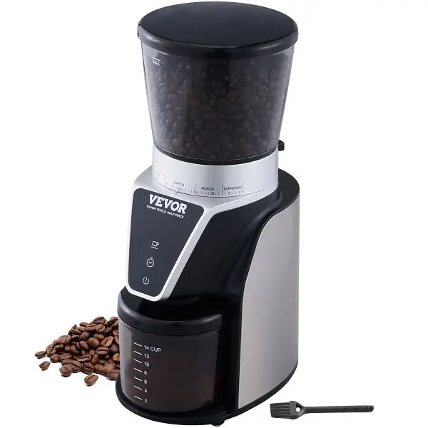 VEVOR Rapid Conical Burr Grinder, Electric Adjustable Burr Mill 51 Precise Grind Setting, 9.7-Ounce 13 Cups Coffee Bean Gr...